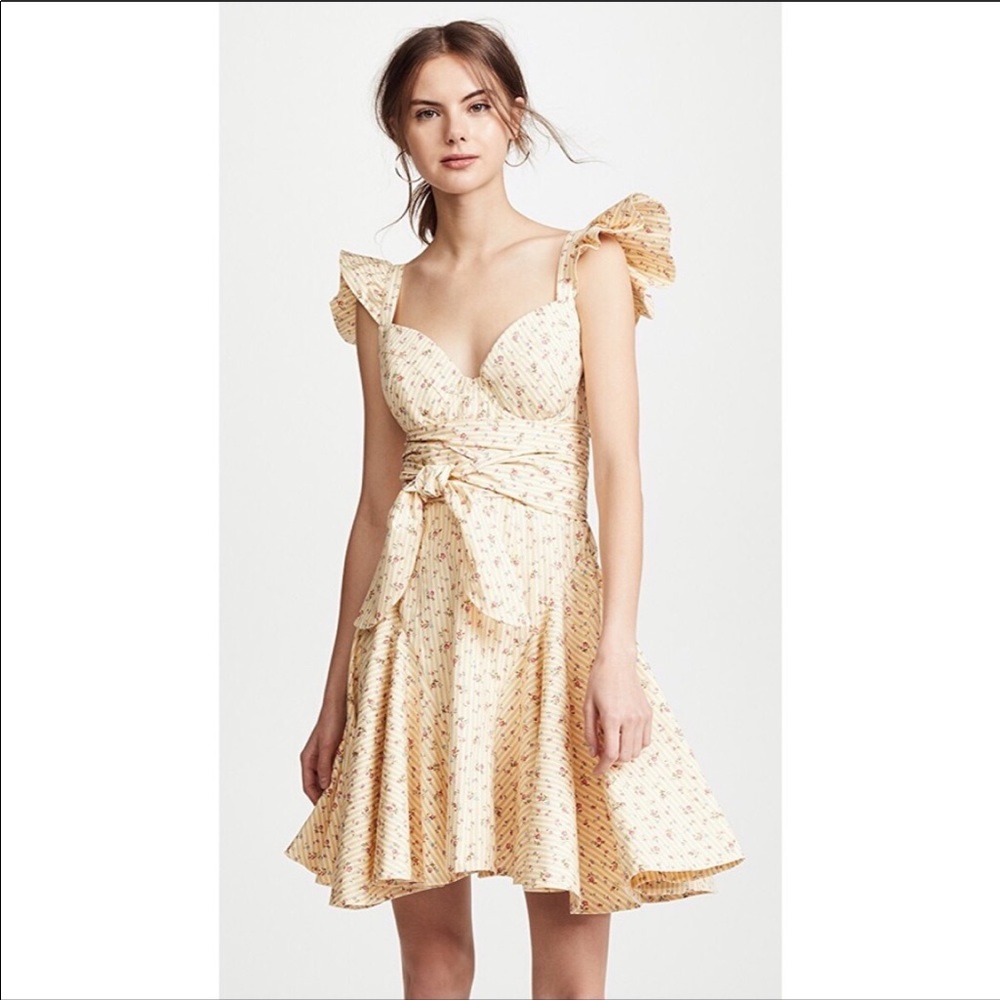 Petersyn cate poplin yellow floral mini dress